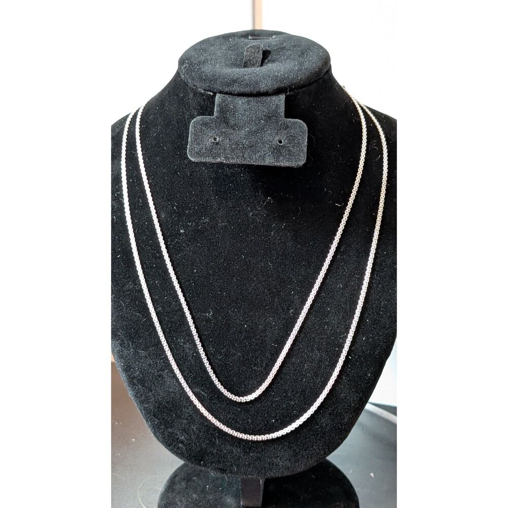Sterling Silver 2mm Bismark 18 & 20" Chain Set of 2